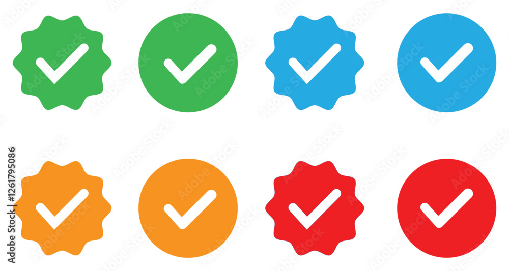 Set of check mark, tick symbol vector icon. Set of check mark, tick symbol vector icon.