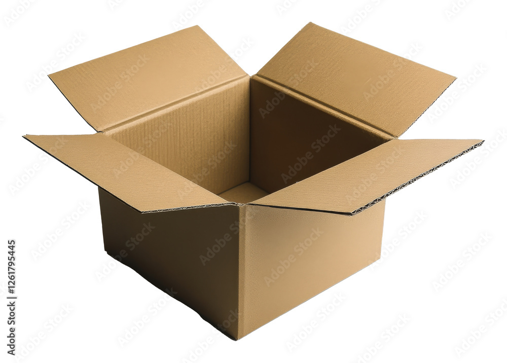 Open cardboard box with flaps spread out, packaging and shipping concept Open cardboard box with flaps spread out, packaging and shipping concept
