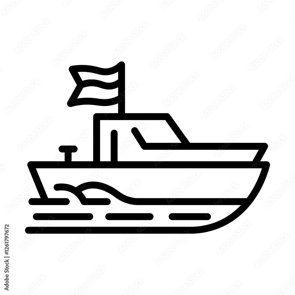 Patrol Boat Vector Icon Patrol Boat Vector Icon