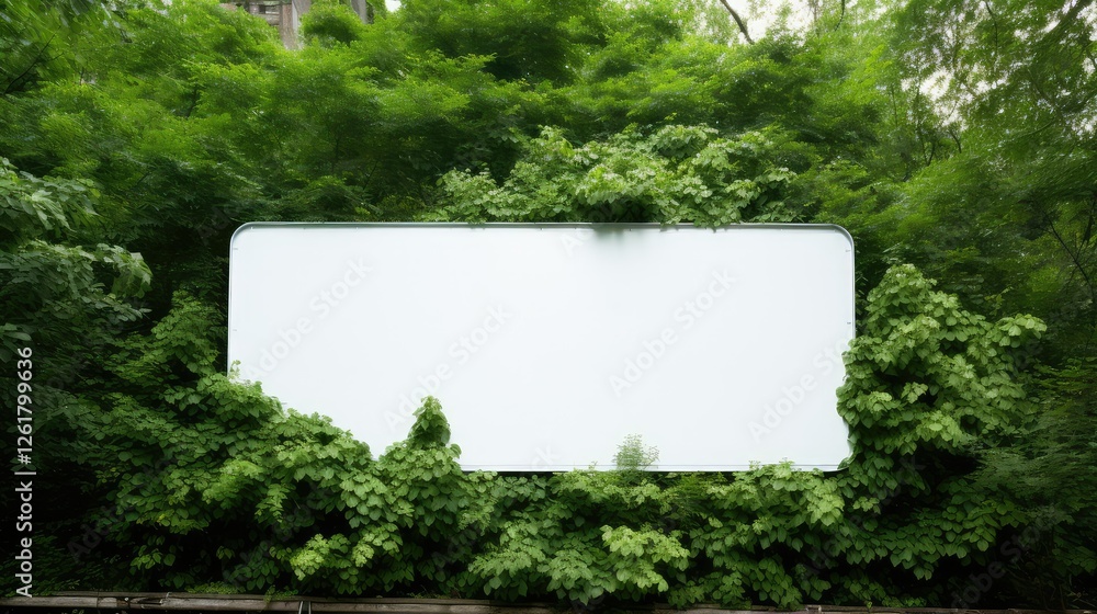 Fototapeta premium greenery white billboard