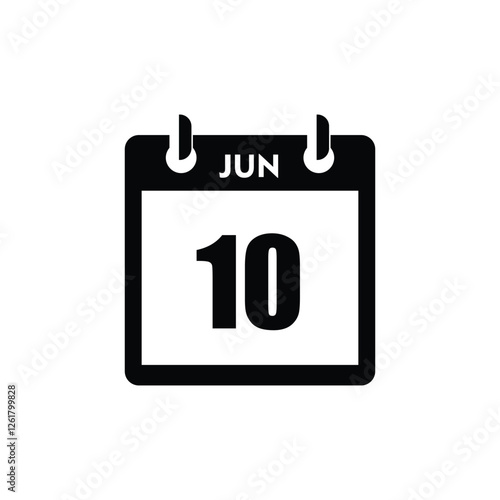 calender icon, 10 june icon with white background