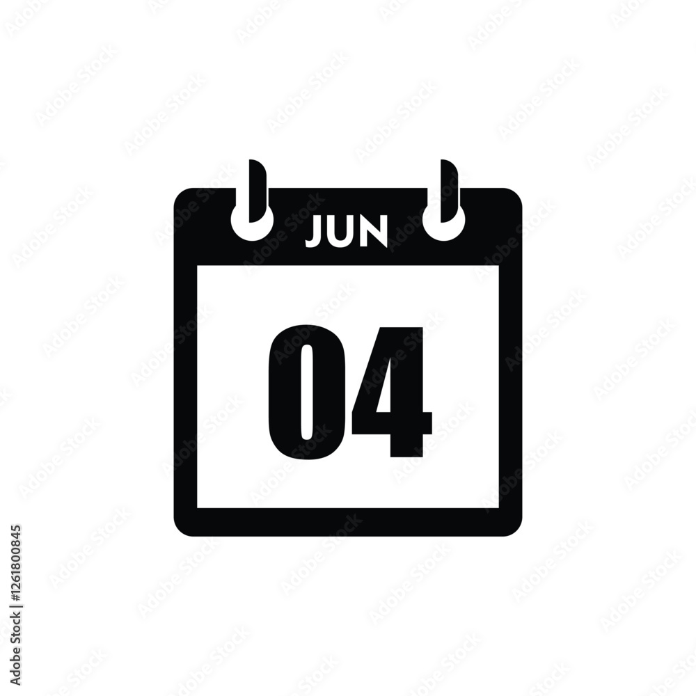 calender icon, 04 june icon with white background calender icon, 04 june icon with white background