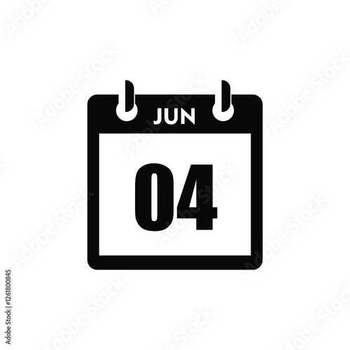calender icon, 04 june icon with white background