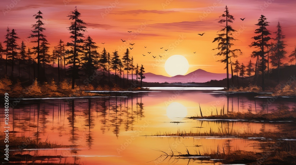 Fototapeta premium reflection orange backgrounds