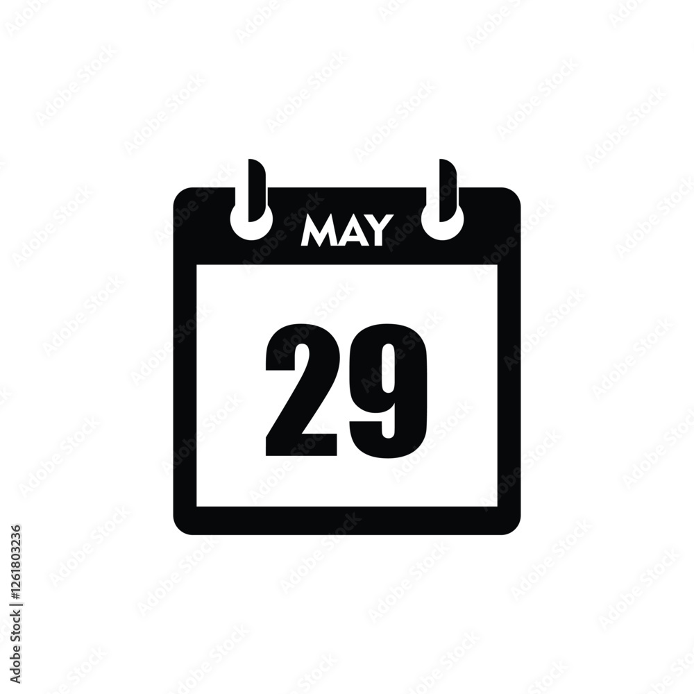 calender icon, 29 may icon with white background calender icon, 29 may icon with white background