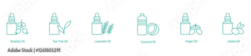 Natural Hair and Skin Oils Vector Icon Set