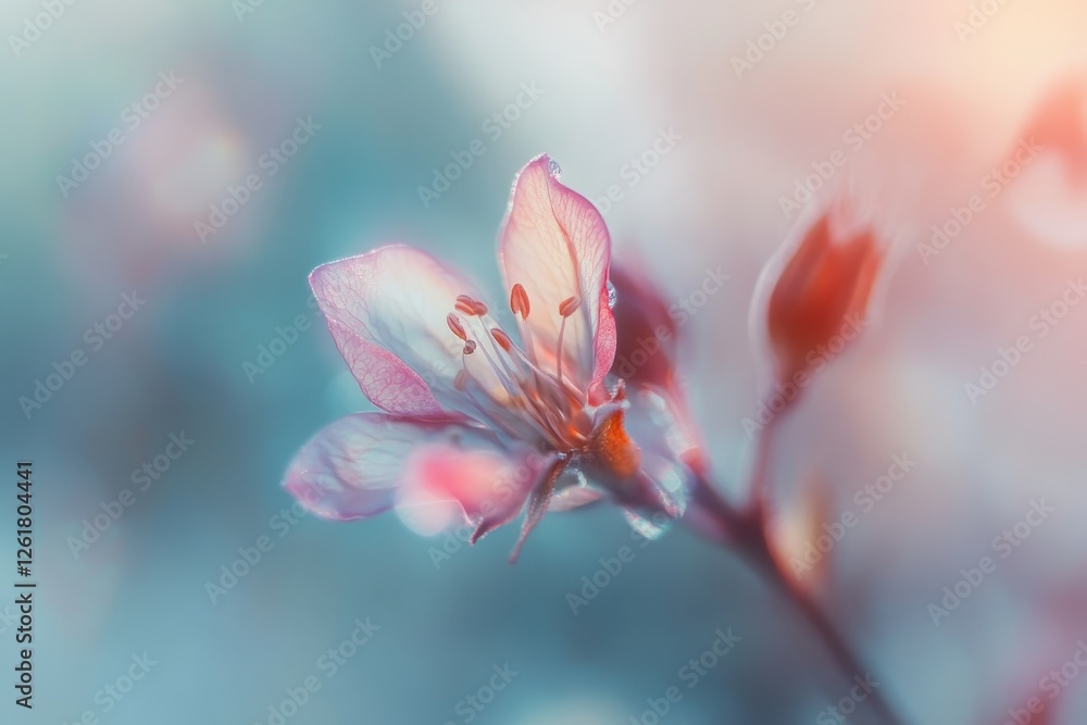 Fototapeta premium Delicate Pink Flower Blossom Closeup Macro Photography