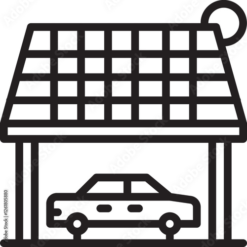 Green Energy Carport Vector Icon