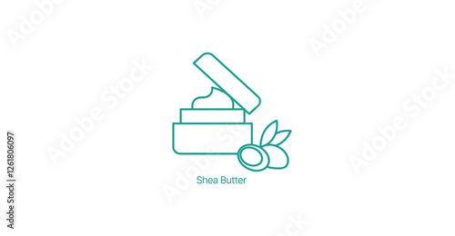 Shea Butter Jar Vector Icon, Moisturizing Skincare, Organic Beauty
