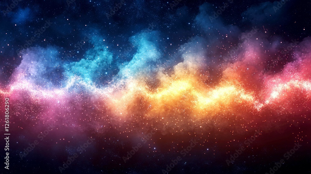 Fototapeta premium Cosmic Nebula: A vibrant swirl of colors in the night sky, showcasing the beauty of the universe. A dreamy, magical space art.