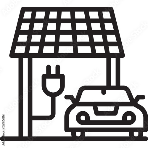 Solar Carport Vector Icon