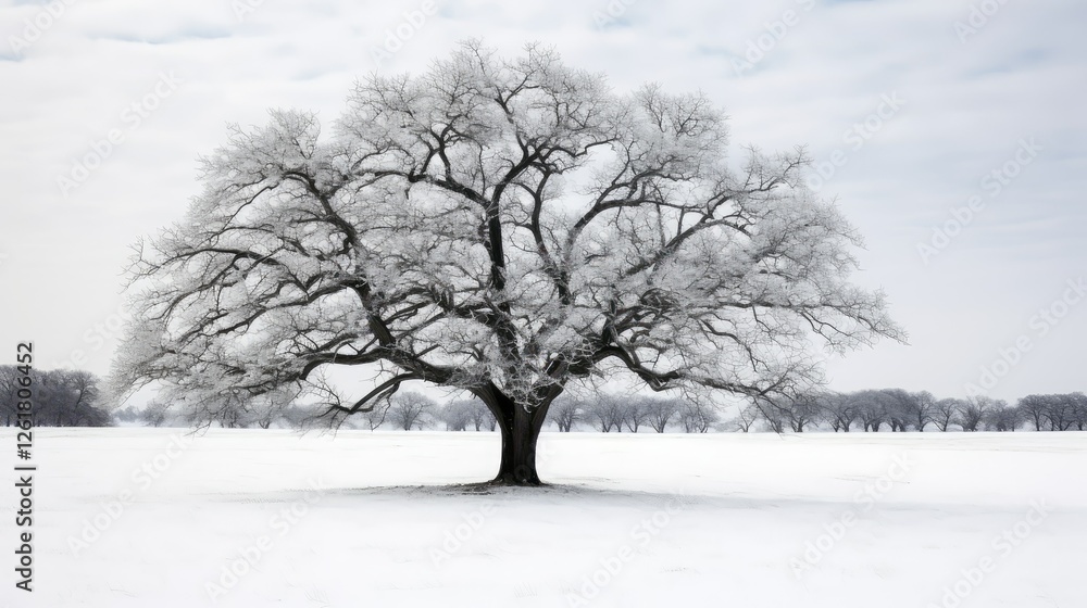 Fototapeta premium snow black oak tree