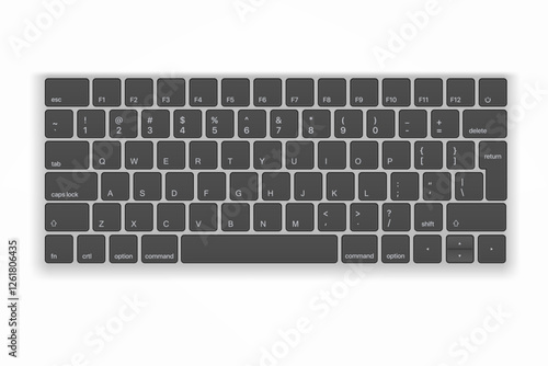 Grey keyboard buttons isolated on white background. 3d vector illustration