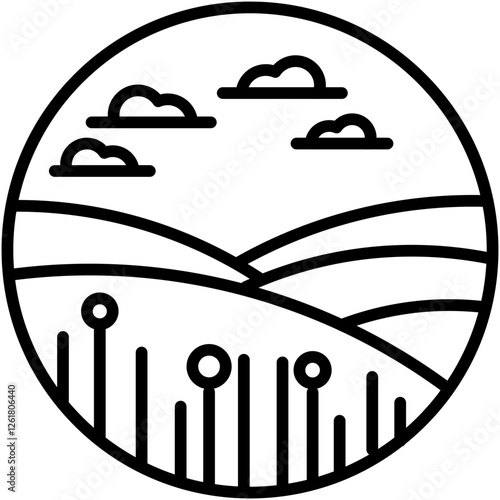 Grasslands Landscape Vector Icon