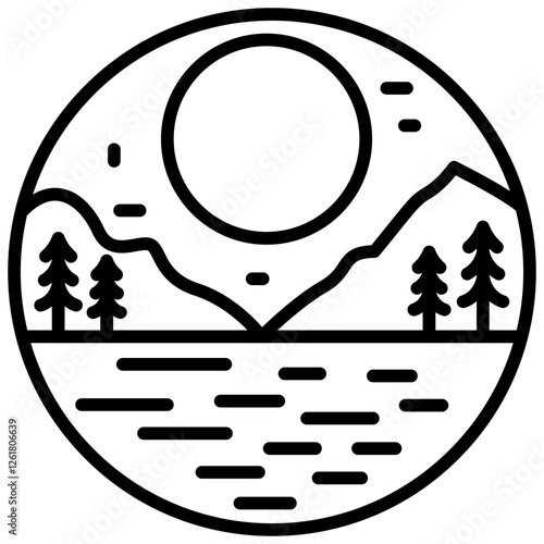 Moonlit Lake Vector Icon