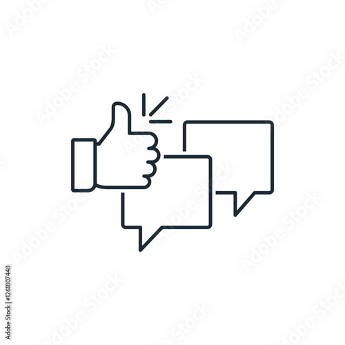 Likes with comment. Positive  feedback.  Chatting Like. Online communication. Vector linear icon isolated on white background.