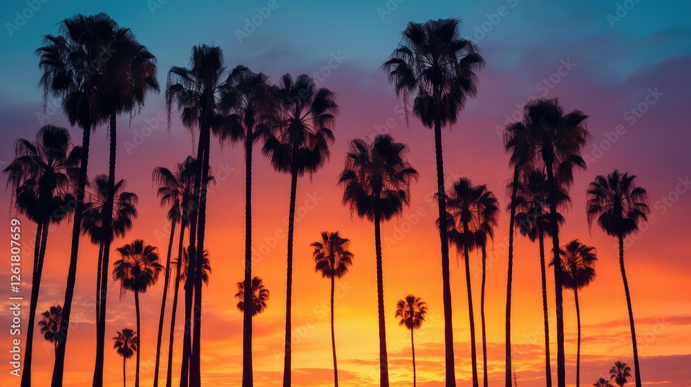 Obraz premium tropical black palm trees