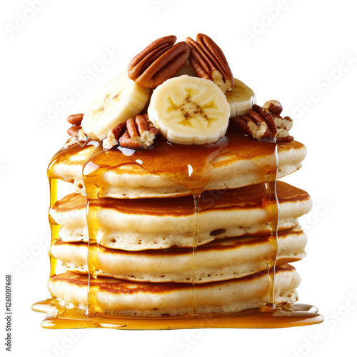 Wallpaper Mural A stack of fluffy pancakes topped with banana slices, pecans, and drizzled with syrup. Torontodigital.ca