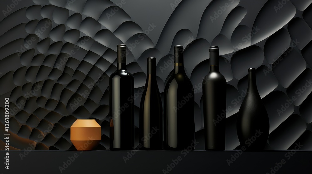 Obraz premium rack black wine bottle