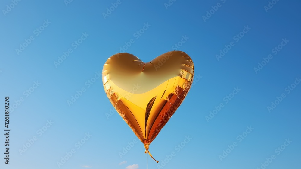 Fototapeta premium sky gold heart balloon