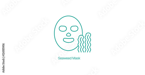 Seaweed Mask Jar Vector Icon, Hydrating Facial Care, Natural Skincare