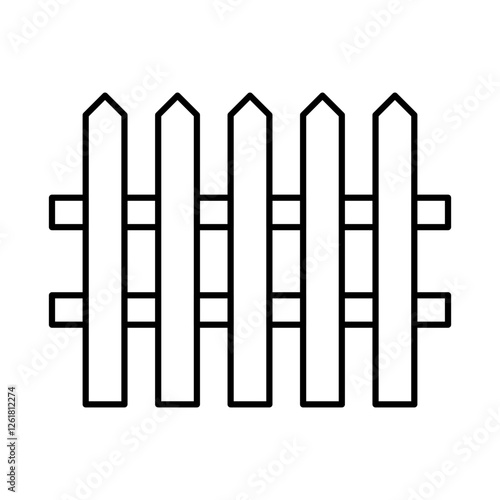 Fence Line Editable Stroke Icon. Real Estate, Building, House, Home, Property Vector Illustration