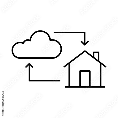 Cloud Home Line Editable Stroke Icon. Real Estate, Building, House, Home, Property Vector Illustration