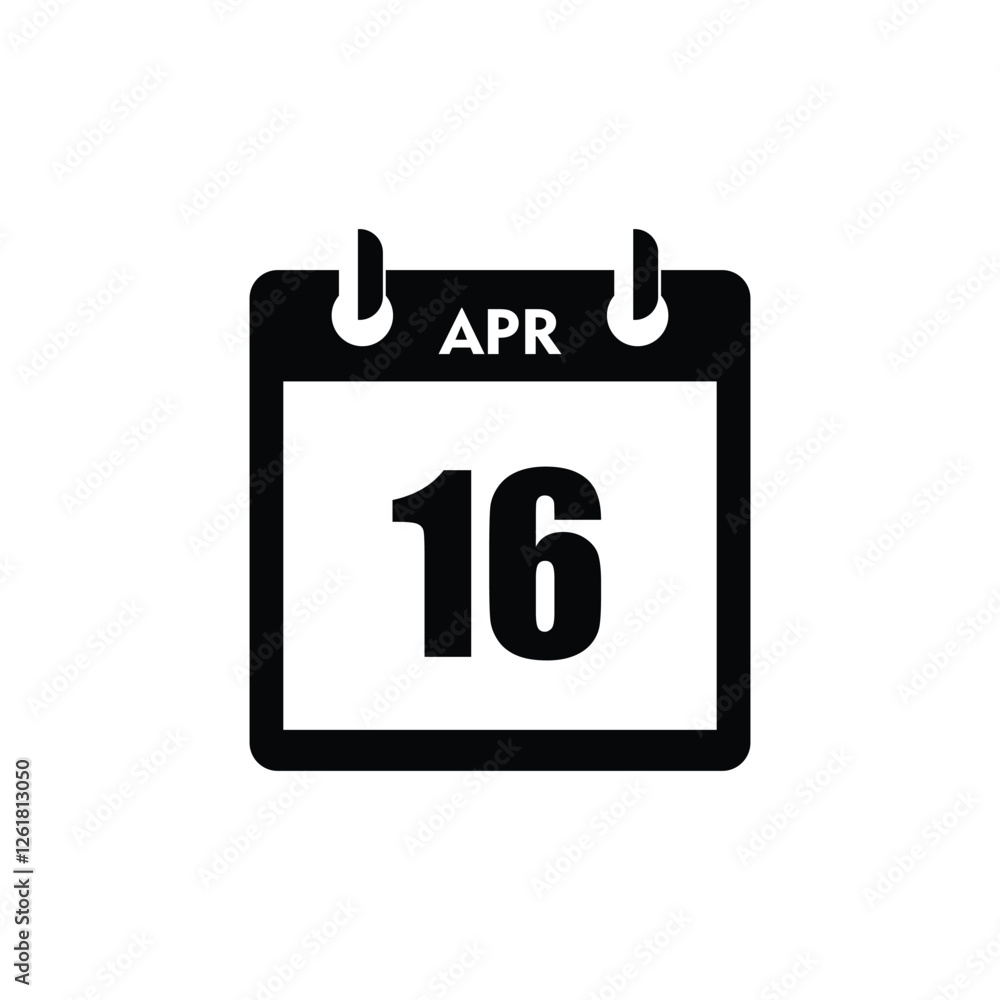 calender icon, 16 april icon with white background calender icon, 16 april icon with white background