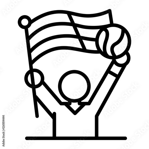 Soccer Fans Waving Flags Vector Icon