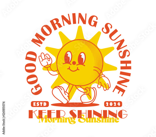 Keep shining with a vintage cartoon sun mascot. Vector illustration for logos, T-shirts, stickers, posters, and more