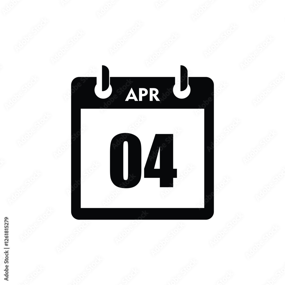 calender icon, 04 april icon with white background calender icon, 04 april icon with white background
