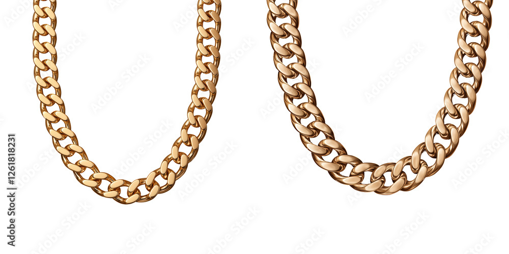 Obraz premium Two Gold Chains Against Transparent Background