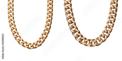 Two Gold Chains Against Transparent Background