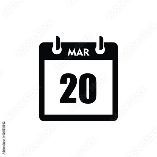 calender icon, 20 march icon with white background