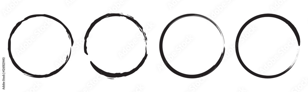 Black circle brush stroke vector isolated on white background. Black circle brush stroke. For stamp, seal, ink and paintbrush design template. Grunge hand. Brush circles. grunge circles. Black circle brush stroke vector isolated on white background. Black circle brush stroke. For stamp, seal, ink and paintbrush design template. Grunge hand. Brush circles. grunge circles.