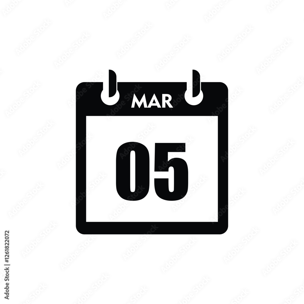 calender icon, 05 march icon with white background calender icon, 05 march icon with white background