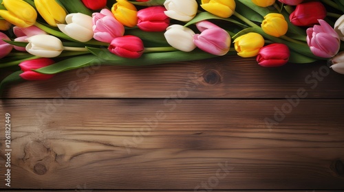 tulips wood background spring