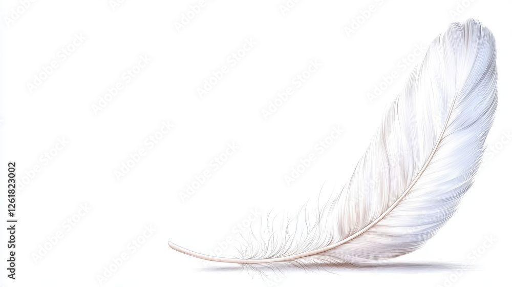 Obraz premium Elegant white feather illustration with soft details and gentle curves