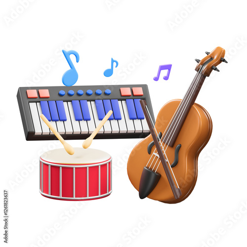music school subject 3d illustration