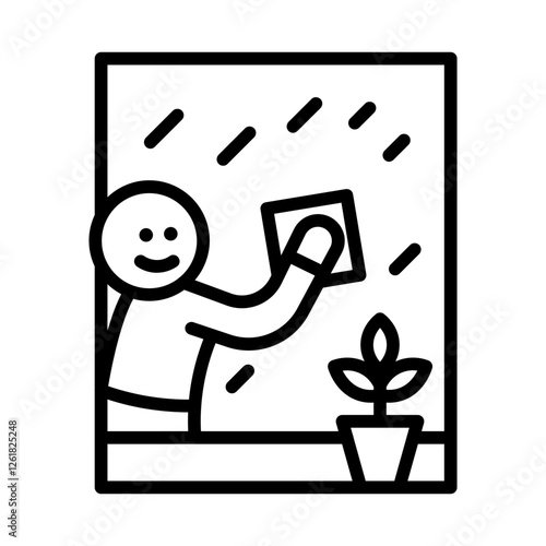 Wiping Windowsill Vector Icon