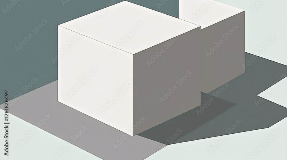 Two white cubes subtly cast shadows soft light minimalist design. AI Generated Two white cubes subtly cast shadows soft light minimalist design. AI Generated