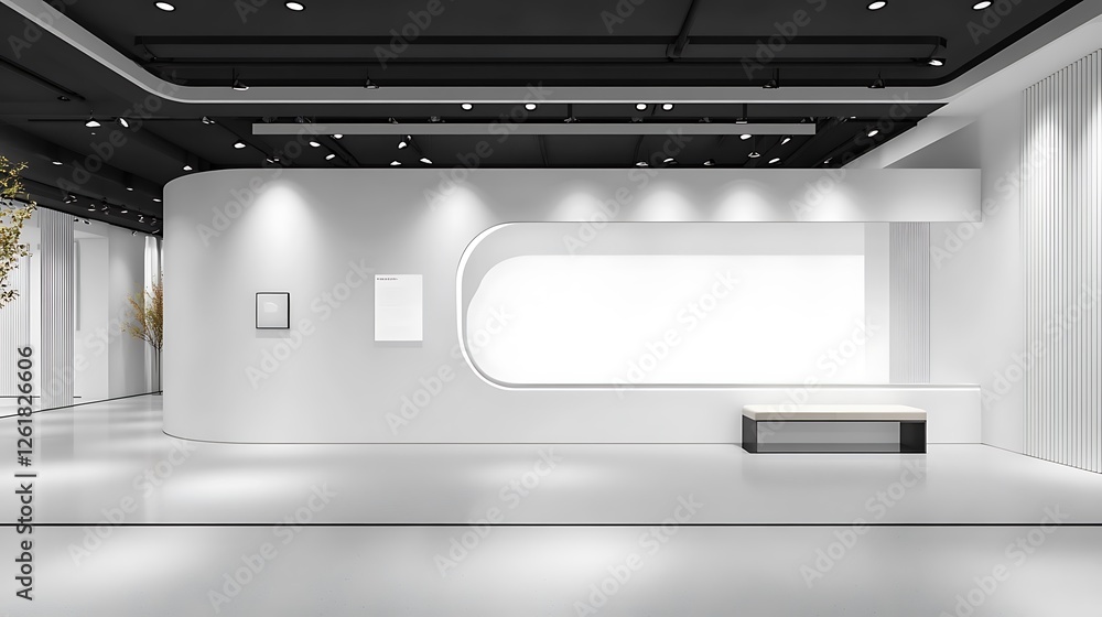 Modern Gallery Interior: 3D Render of a Minimalist Exhibition Space AI Generated Modern Gallery Interior: 3D Render of a Minimalist Exhibition Space AI Generated