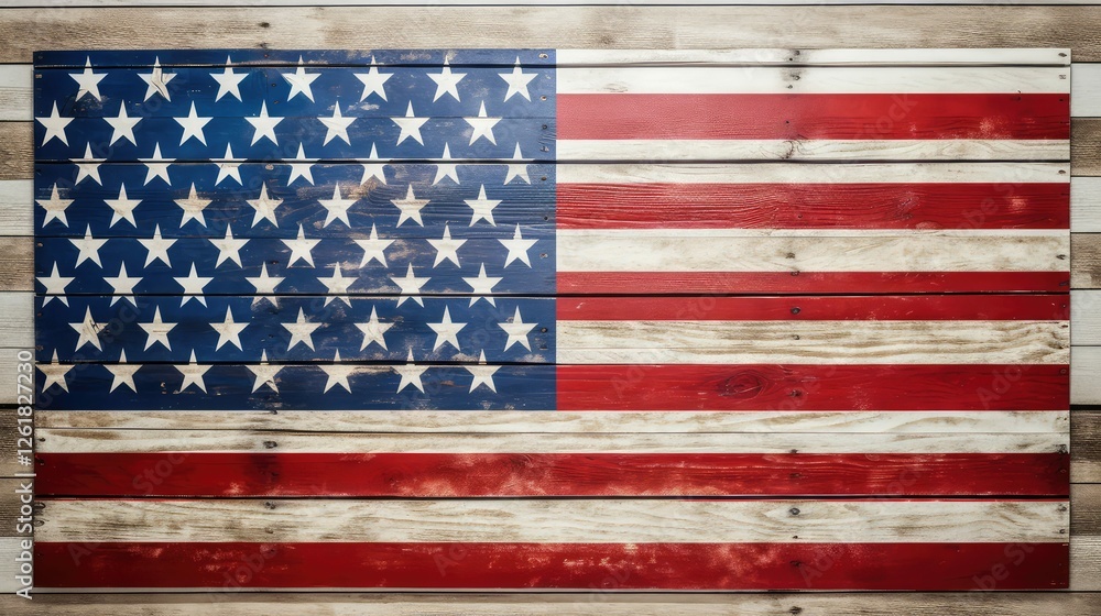 Fototapeta premium rustic america flag wood
