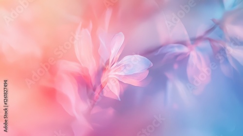 Pastel Pink and Blue Flower Blossom Soft Focus Macro Photography