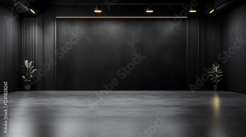 Dark Industrial Interior  3D Render of a Modern  Empty Room AI Generated