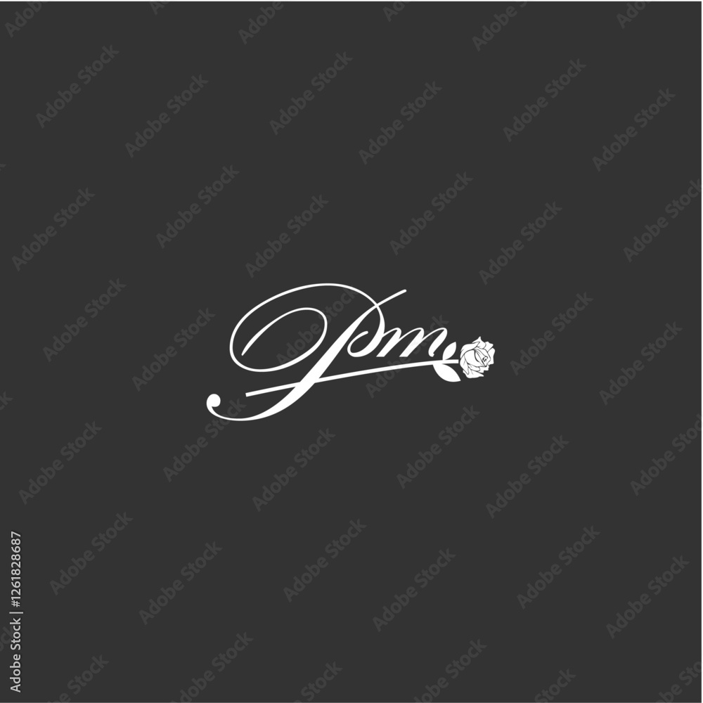 Initial PM art illustration flower design creative Initial PM art illustration flower design creative