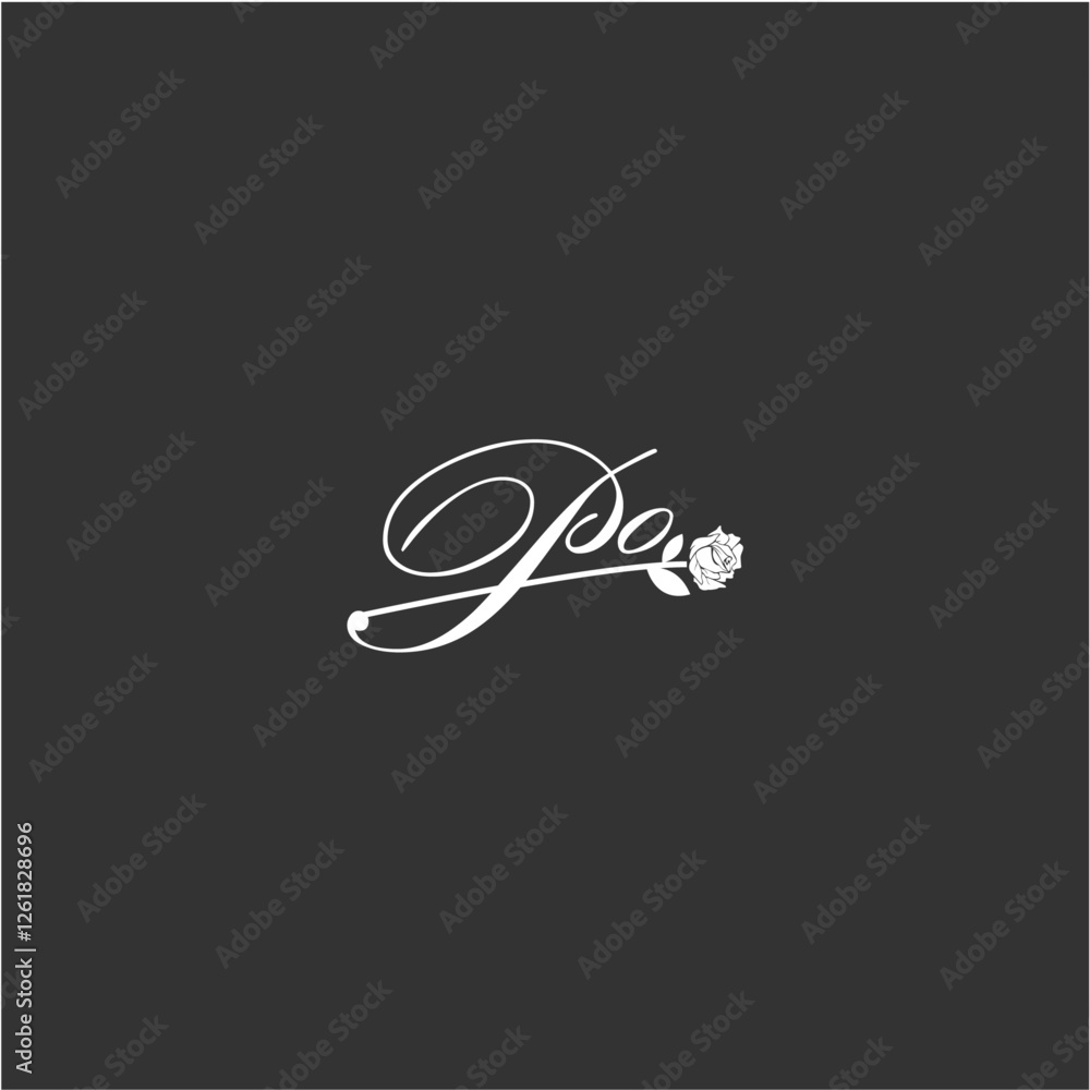 Initial PO art illustration flower design creative Initial PO art illustration flower design creative