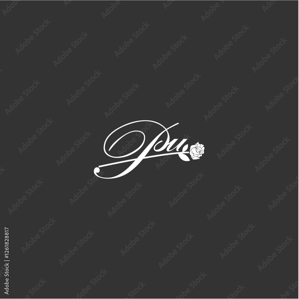 Initial PU art illustration flower design creative Initial PU art illustration flower design creative