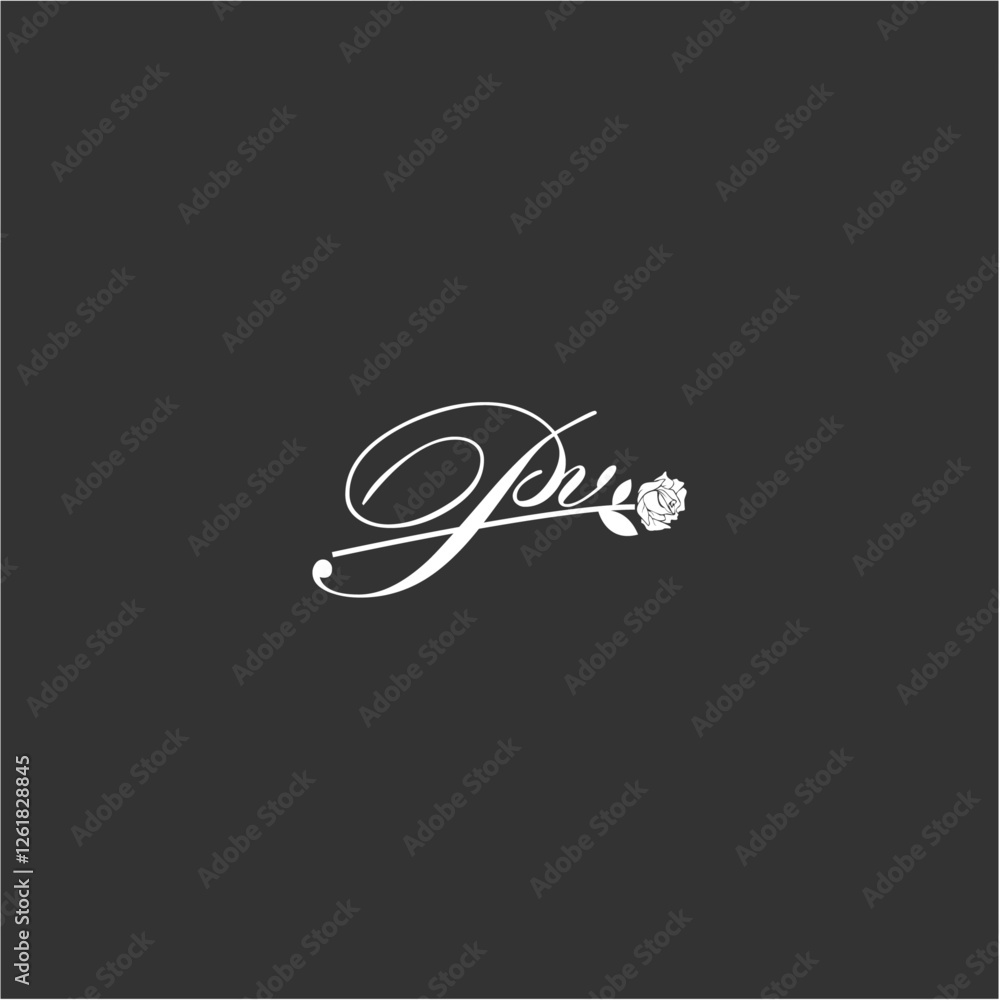 Initial PV art illustration flower design creative Initial PV art illustration flower design creative