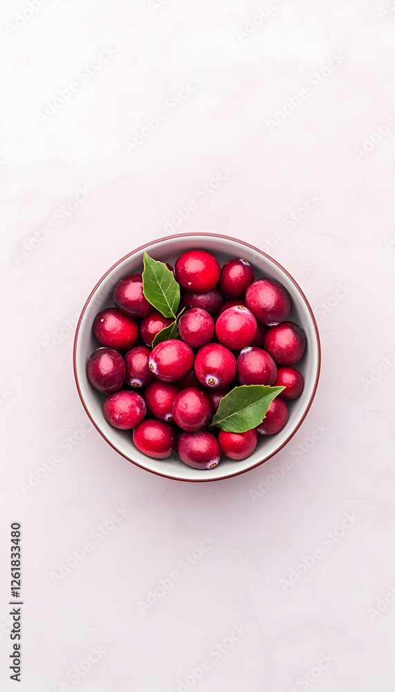 Cranberries in a bowl, on pink marble for healthy food advertising use. Generative AI Cranberries in a bowl, on pink marble for healthy food advertising use. Generative AI